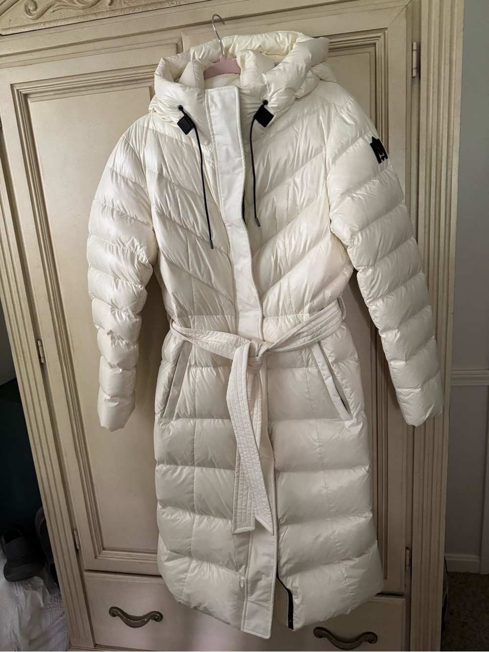 Mackage Women's Long Quilted Puffer Coat in Off-White